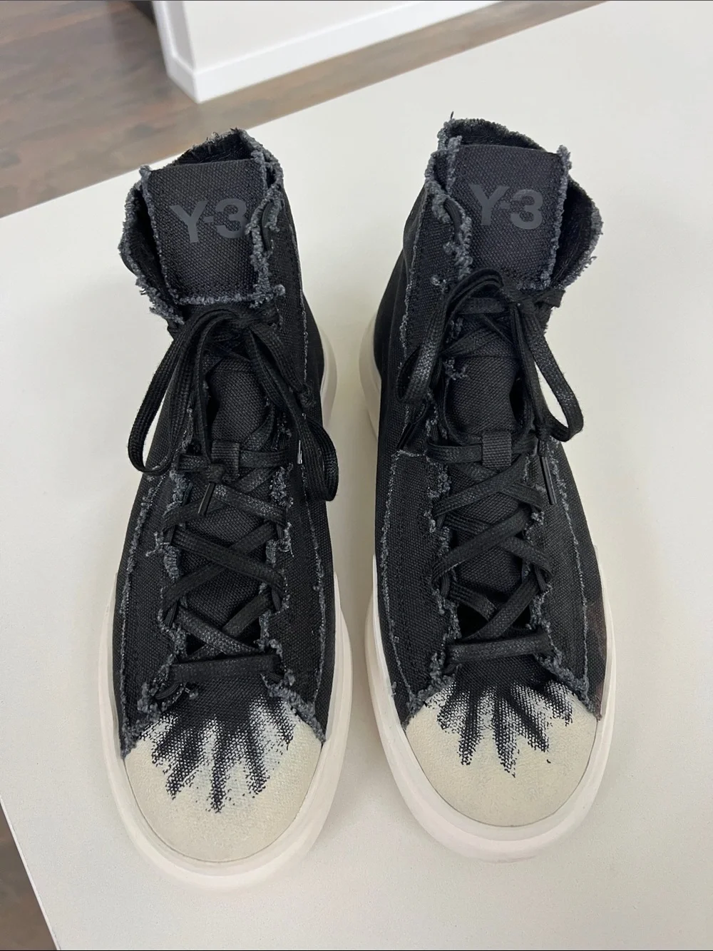 Y-3 adidas nizza high top black and white sneakers men’s size 8